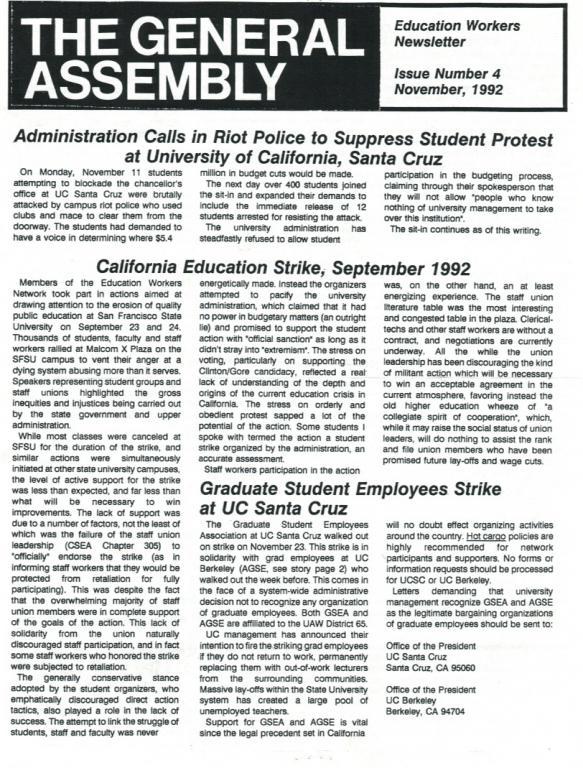 The General Assembly Education Workers Newsletter, 4 November